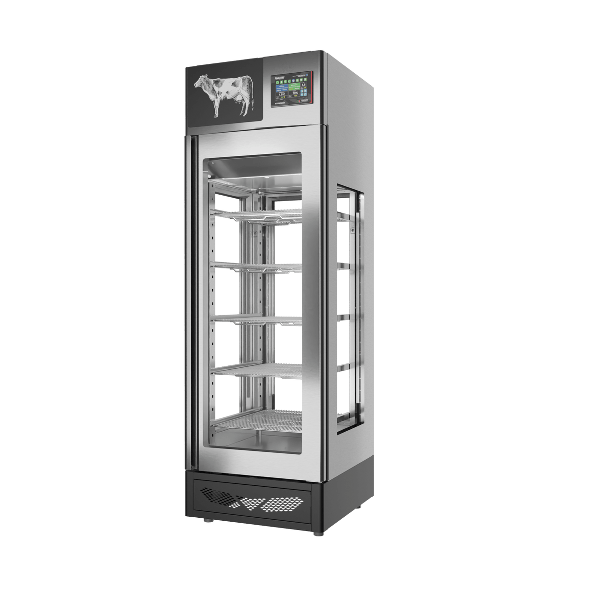Stagionello® Meat Curing Device 100 kg, stainless steel, 4-sided glass, right side view