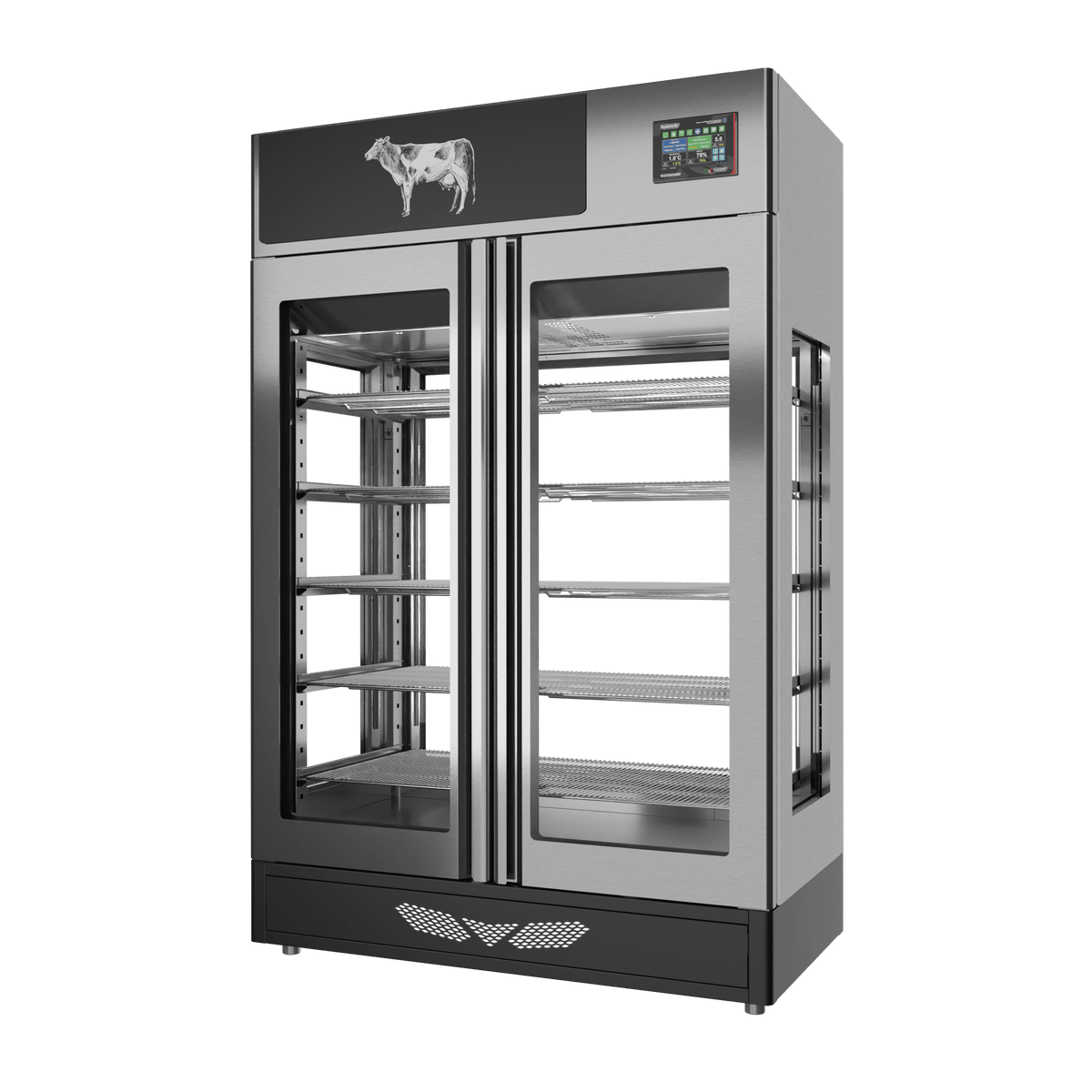 Stagionello® Meat Curing Device 200 kg, stainless steel, 4-sided glass, right side view