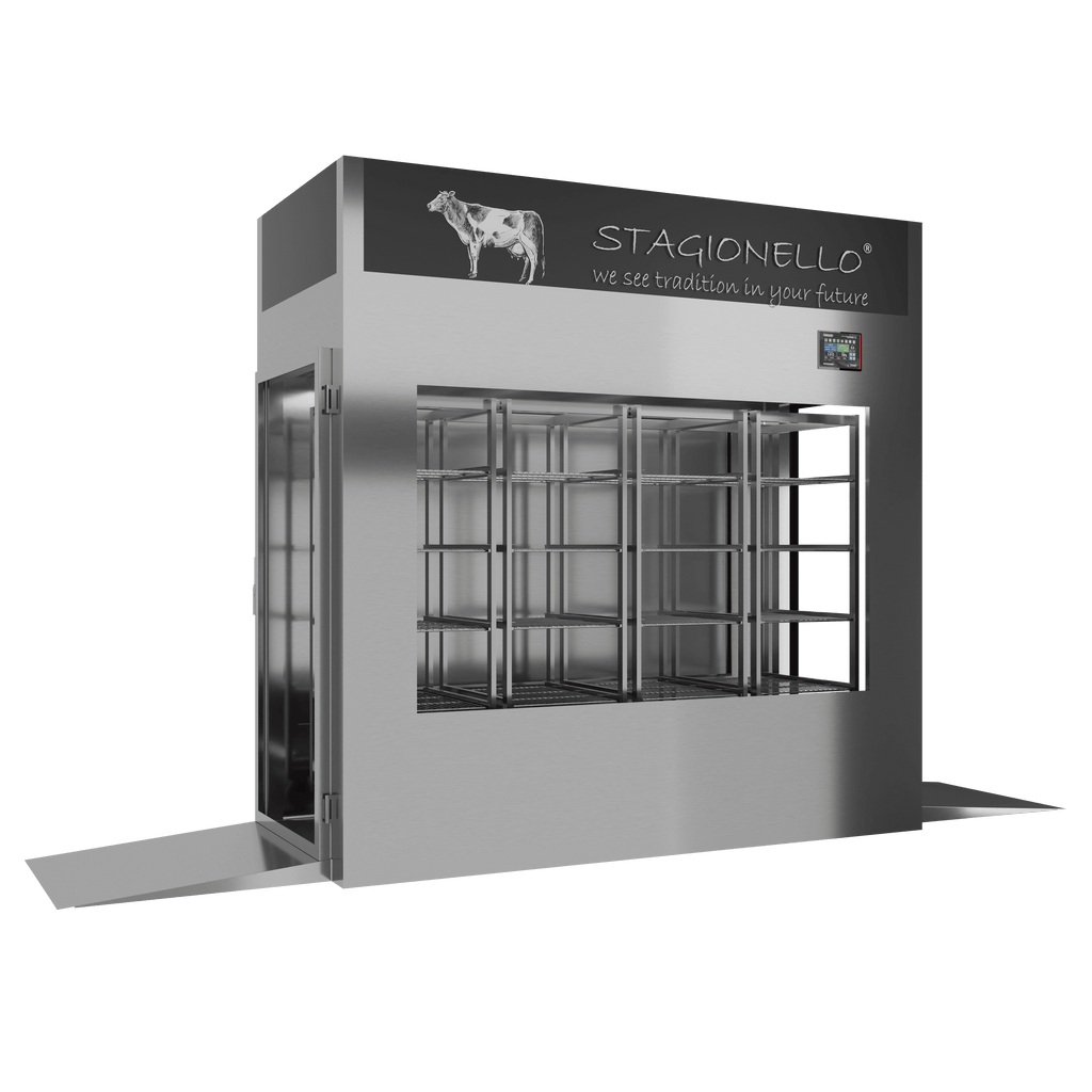 Stagionello® Meat Curing Device 600 kg Tunnel, stainless steel, solid door, left side view