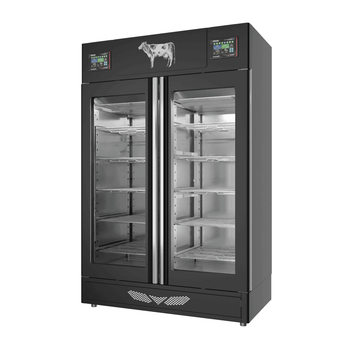 Stagionello® Meat Curing Device TWIN 100 + 100 kg, black finish, solid door, right side view