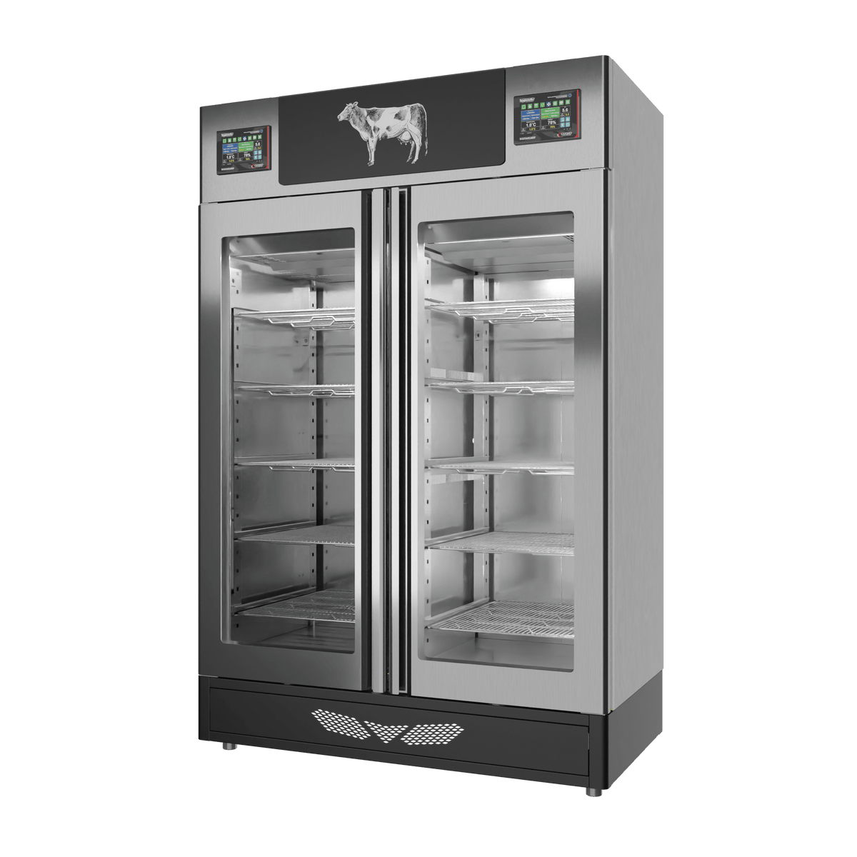 Stagionello® Meat Curing Device TWIN 100 + 100 kg, stainless steel, solid door, right side view
