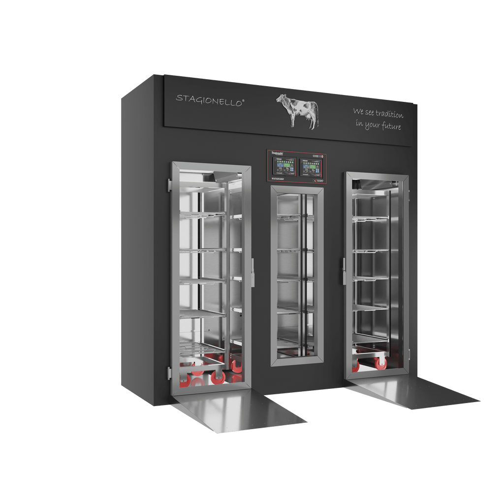 Stagionello® Meat Curing Device 100 + 300 kg Walk-In, solid door, right side view