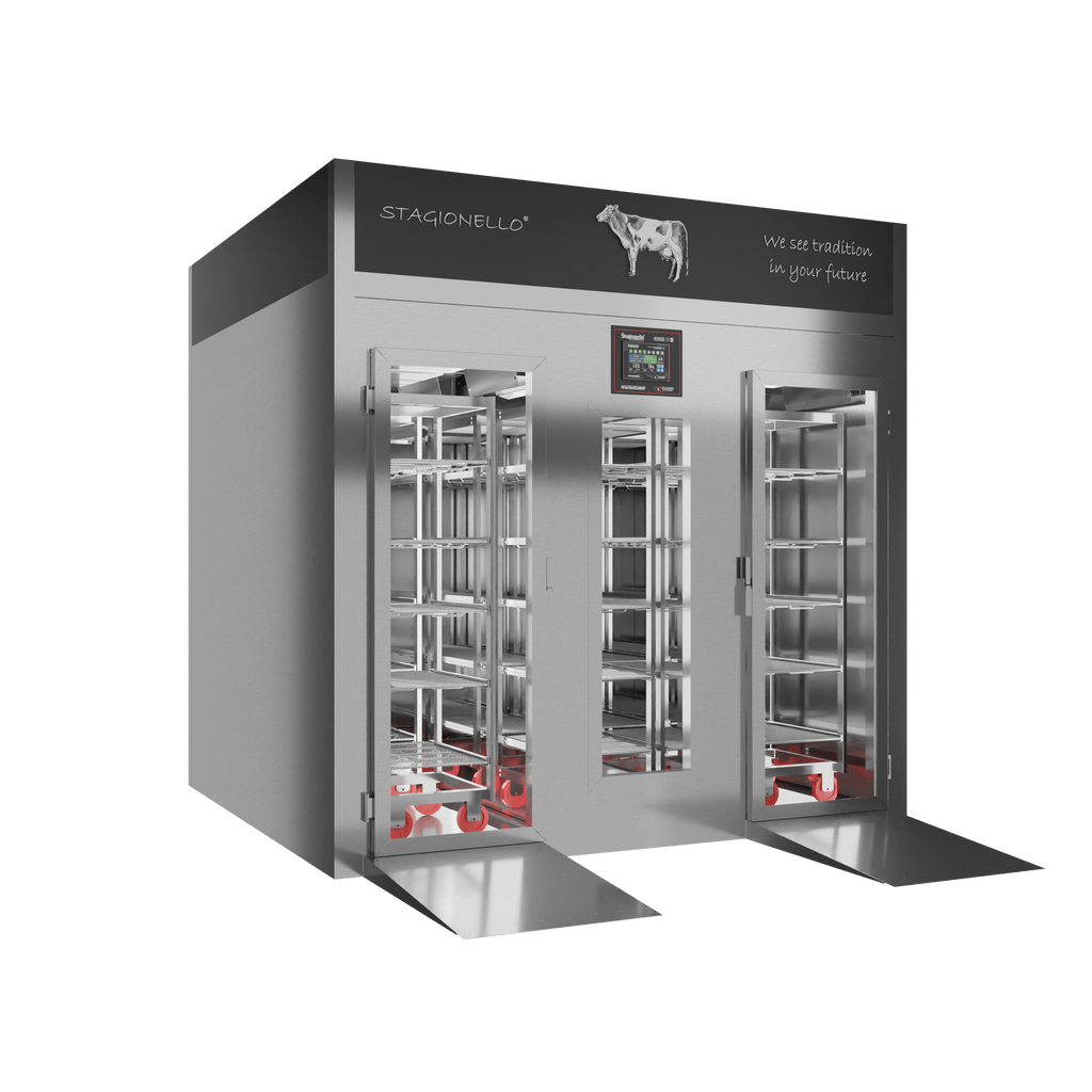 Stagionello® Meat Curing Device 1200 kg Walk-In, stainless steel, solid door, right side view