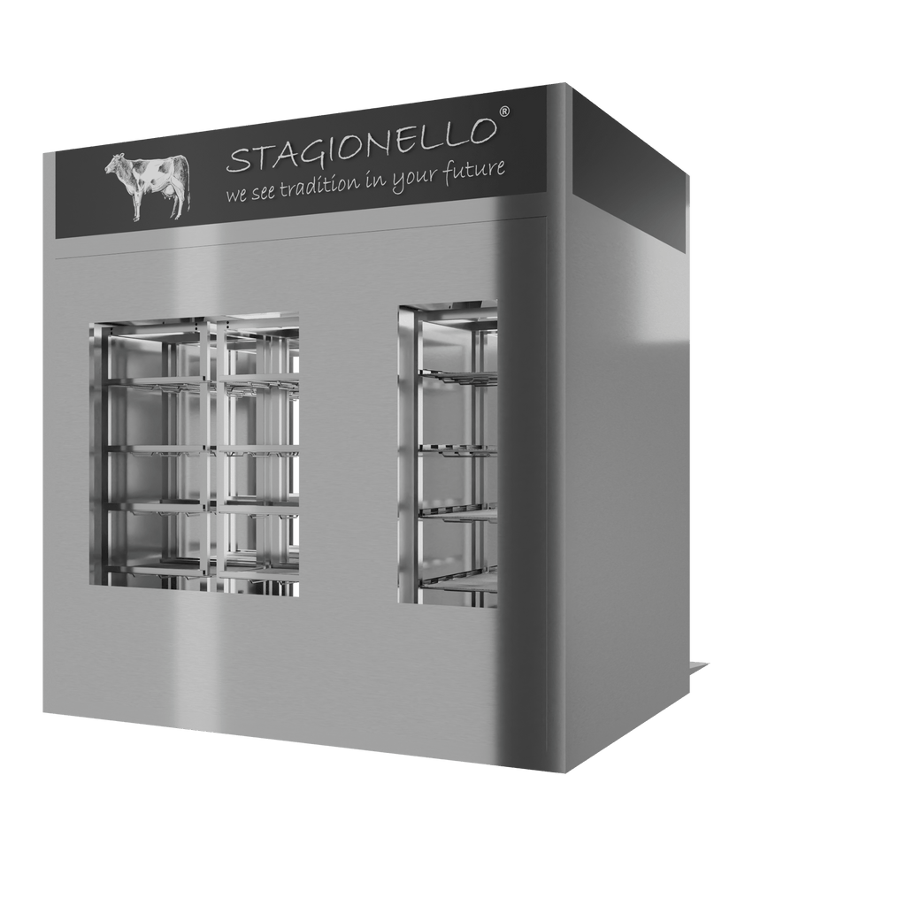 Stagionello® Meat Curing Device 200/600 kg Walk-In, stainless steel, 2-sided glass, rear right view
