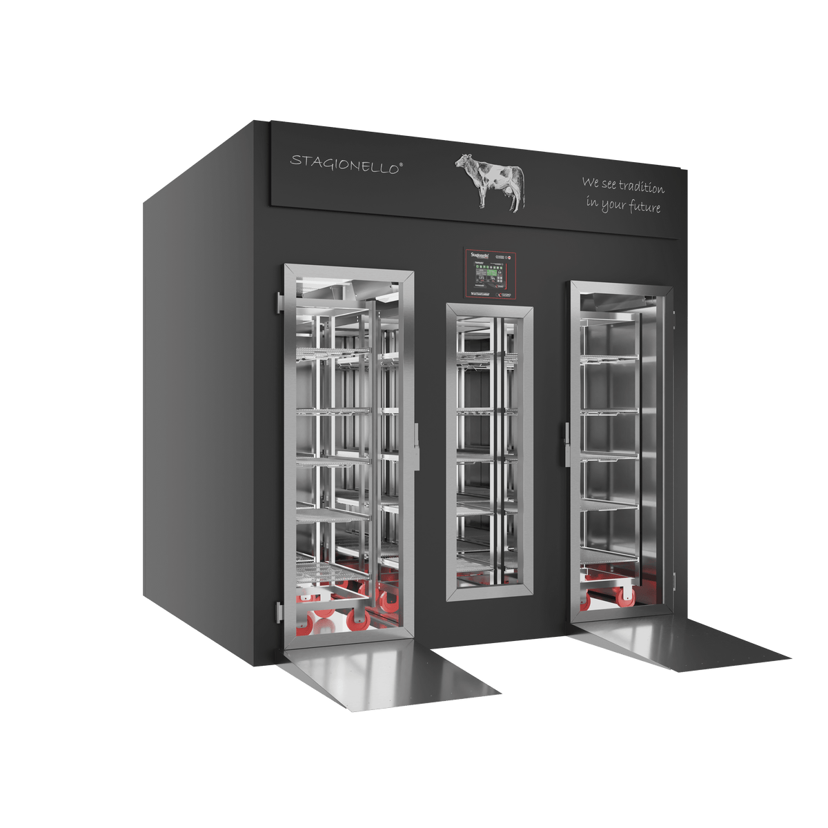 Stagionello® Meat Curing Device 1200 kg Walk-In, solid door, right side view