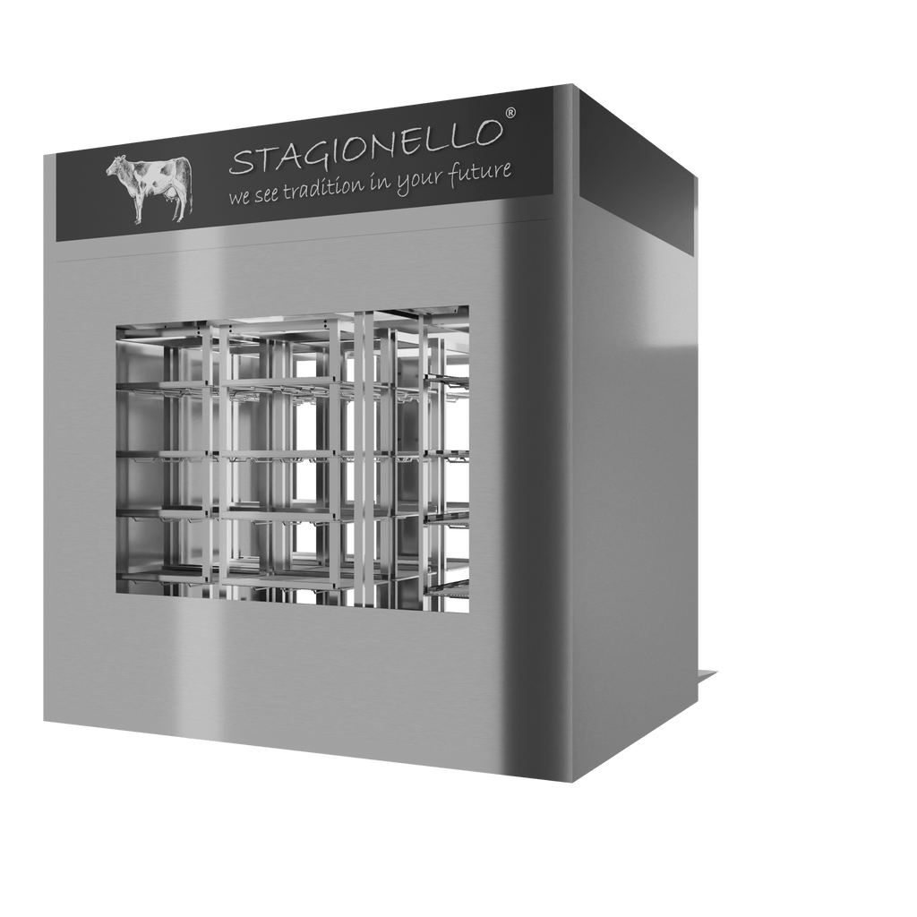Stagionello® Meat Curing Device 800 kg Walk-In, stainless steel, 2-sided glass, rear right view