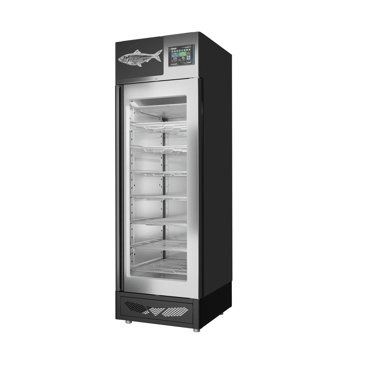 Stagionello® Fish Curing Device 100 kg, stainless steel, solid door, right side view