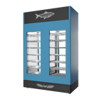 Stagionello® Fish Curing Device TWIN 100 + 100 kg, blue finish, 2-sided glass, rear view