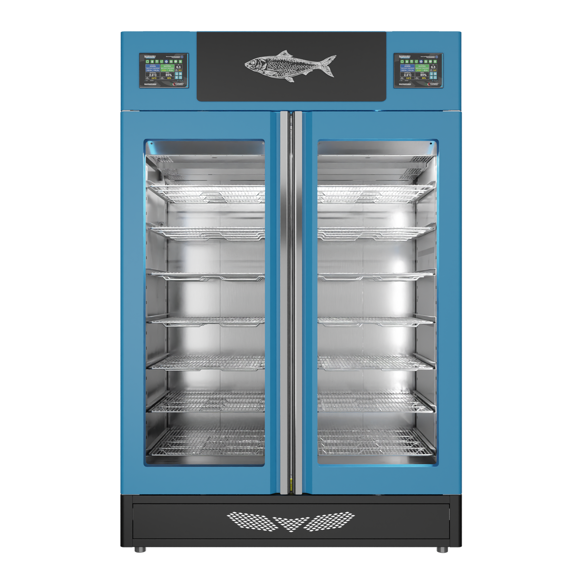 Stagionello® Fish Curing Device TWIN 100 + 100 kg, blue finish, solid door, front view