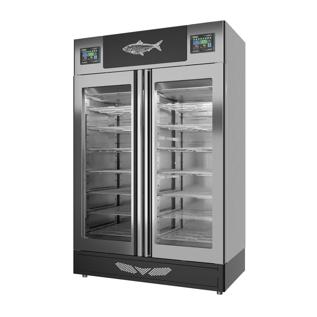 Stagionello® Fish Curing Device TWIN 100 + 100 kg, stainless steel, solid door, right side view