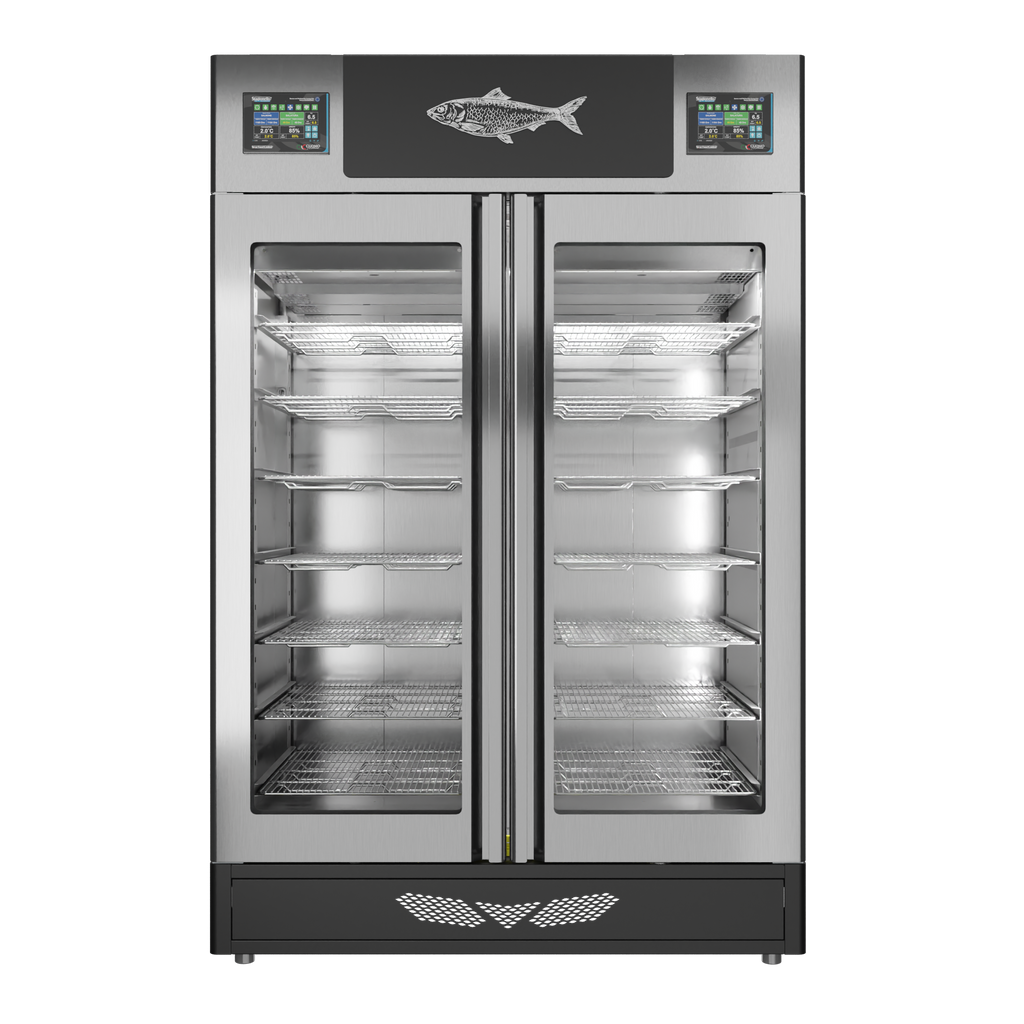 Stagionello® Fish Curing Device TWIN 100 + 100 kg, stainless steel, solid door, front view
