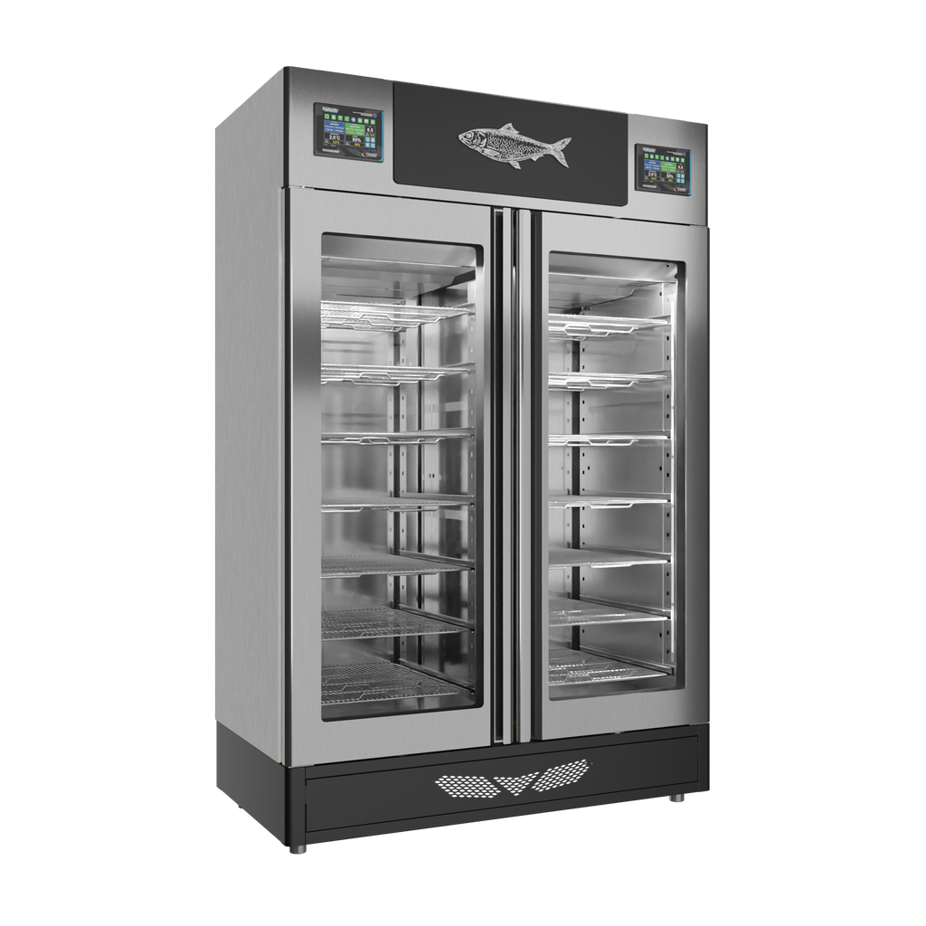 Stagionello® Fish Curing Device TWIN 100 + 100 kg, stainless steel, solid door, left side view