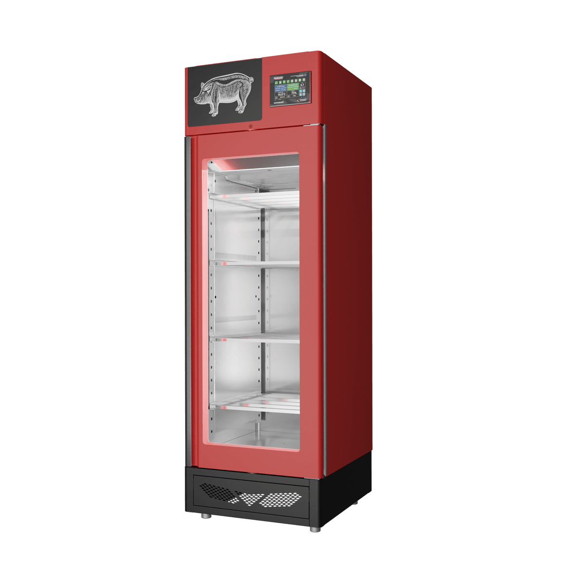 Stagionello® Salami Curing Device 100 kg, red finish, solid door, right side view