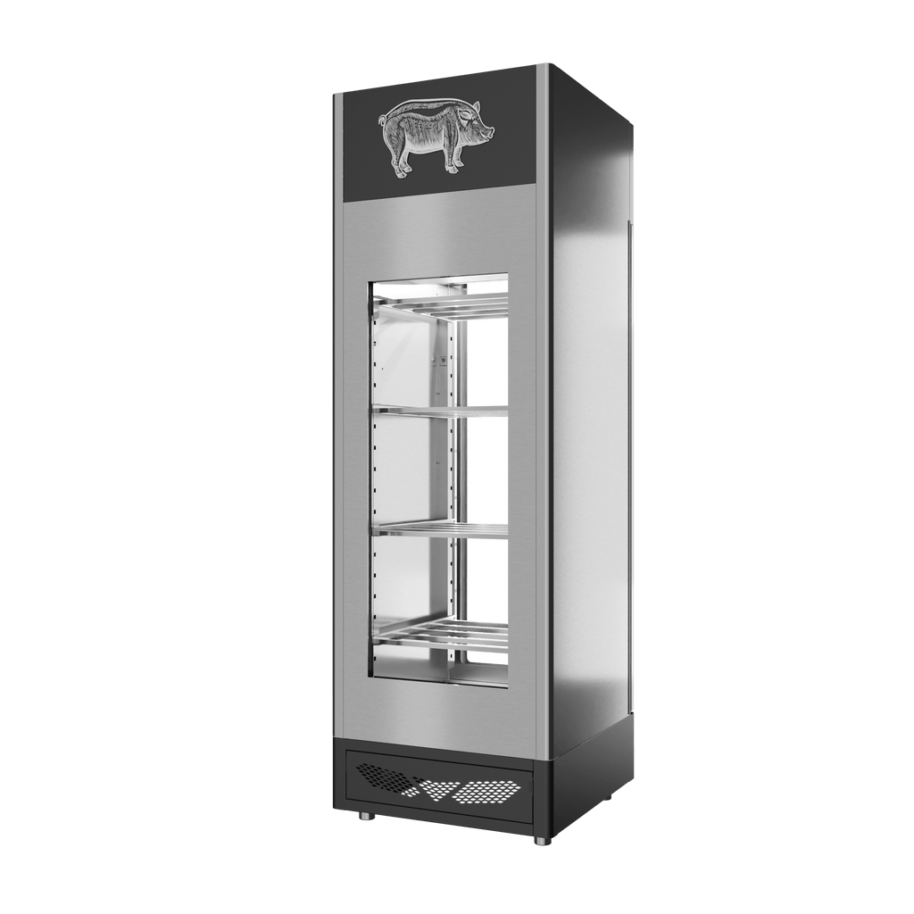 Stagionello® Salami Curing Device 100 kg, stainless steel, 2-sided glass, rear view