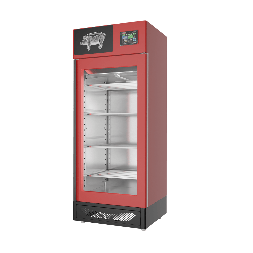 Stagionello® Salami Curing Device 150 kg, red finish, solid door, right side view