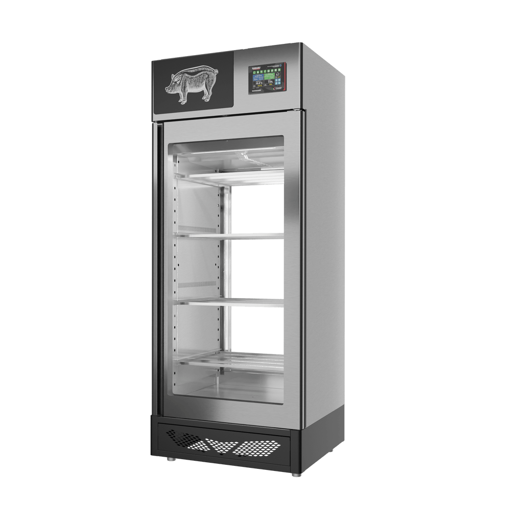 Stagionello® Salami Curing Device 150 kg, stainless steel, 2-sided glass, right side view