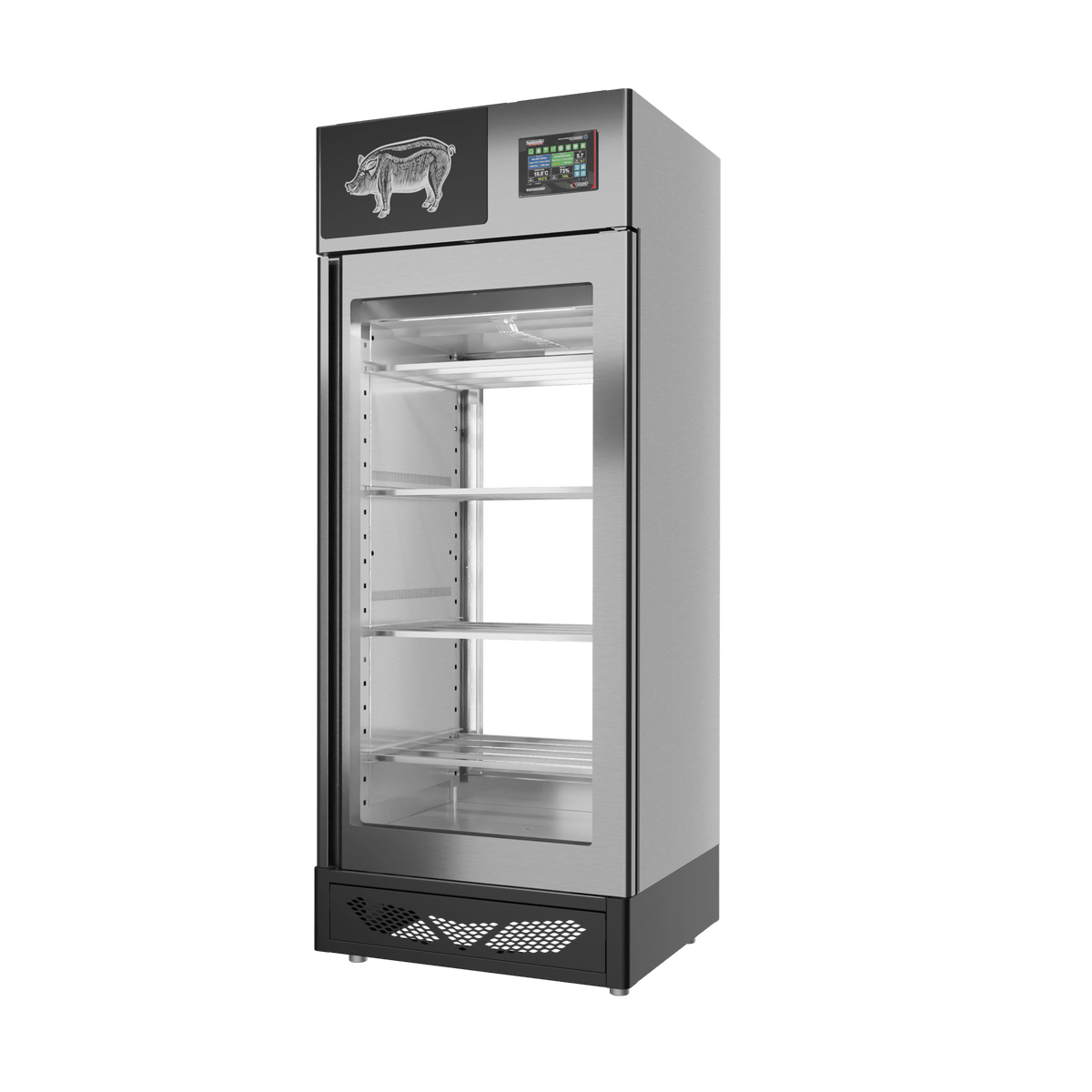 Stagionello® Salami Curing Device 150 kg, stainless steel, 2-sided glass, right side view