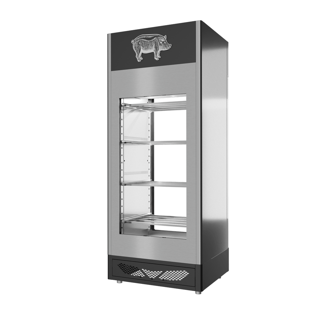 Stagionello® Salami Curing Device 150 kg, stainless steel, 2-sided glass, rear view