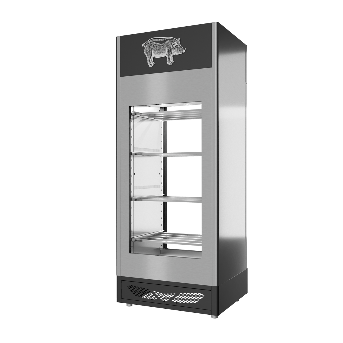 Stagionello® Salami Curing Device 150 kg, stainless steel, 2-sided glass, rear view