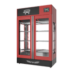 Stagionello® Salami Curing Device 200 kg, red finish, 4-sided glass, right side view