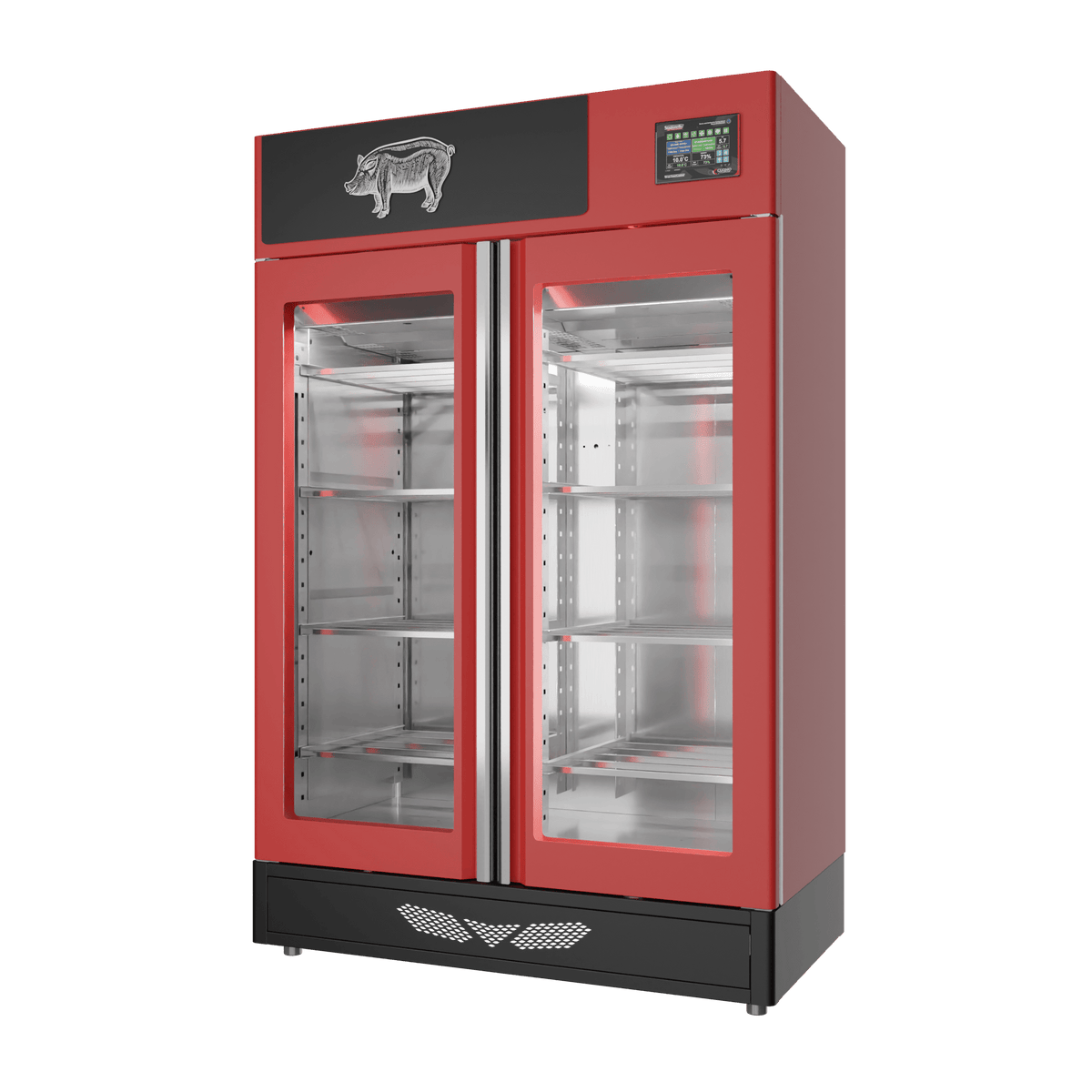 Stagionello® Salami Curing Device 200 kg, red finish, solid door, right side view