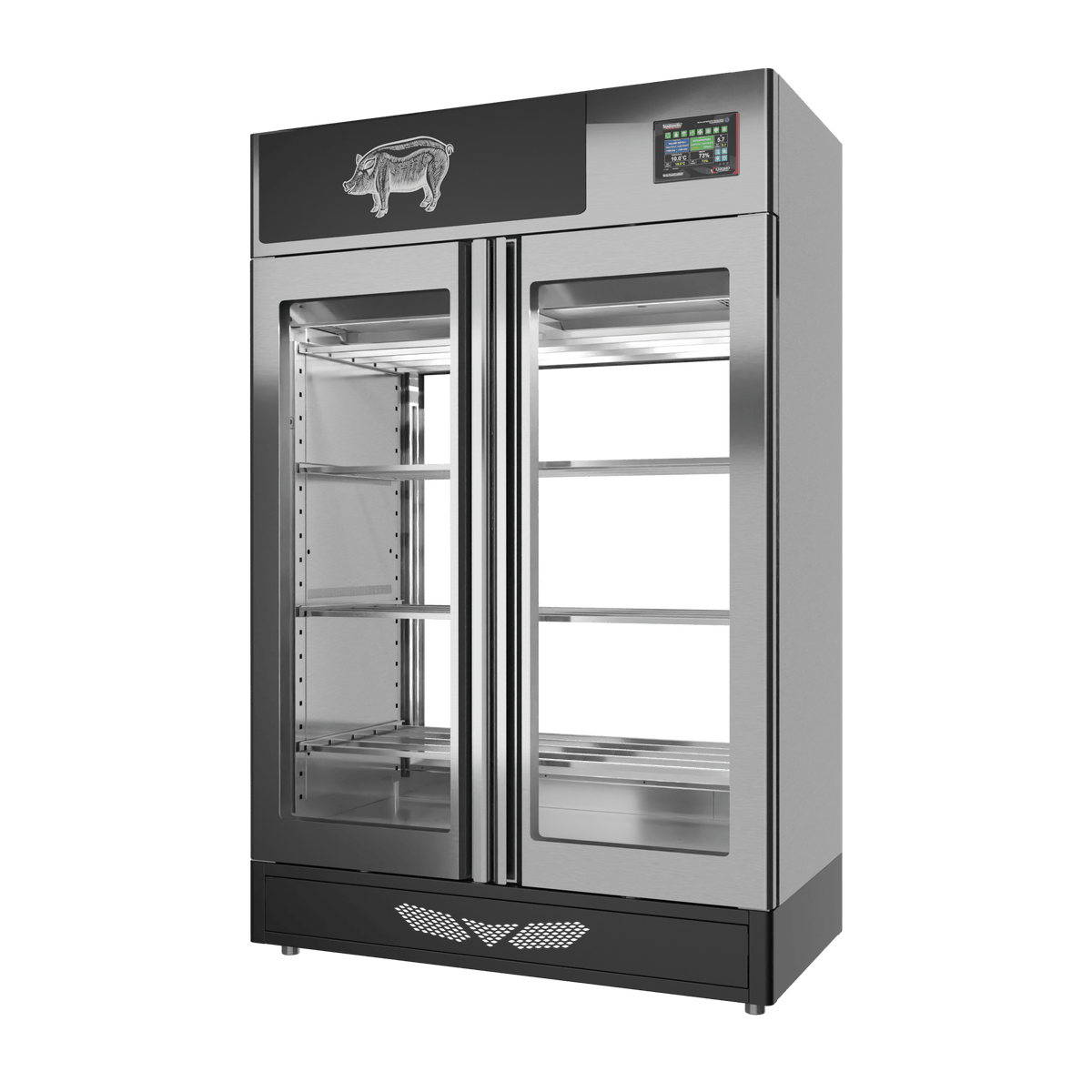 Stagionello® Salami Curing Device 200 kg, stainless steel, 2-sided glass, right side view