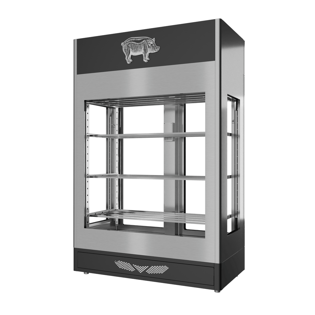 Stagionello® Salami Curing Device 200 kg, stainless steel, 4-sided glass, rear view