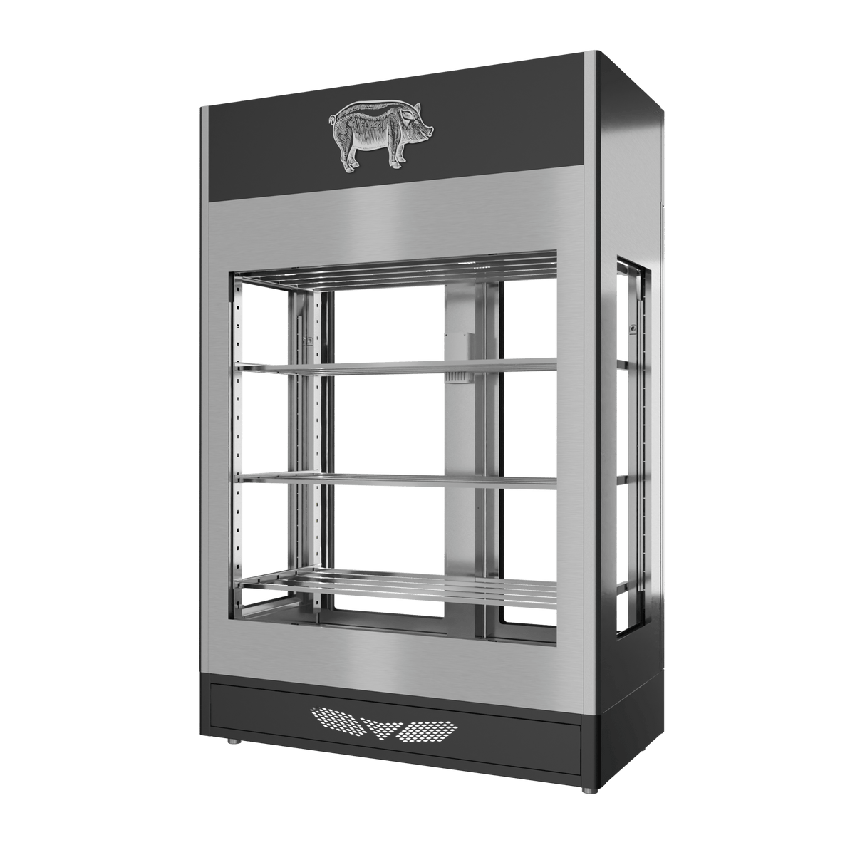 Stagionello® Salami Curing Device 200 kg, stainless steel, 4-sided glass, rear view