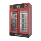 Stagionello® Salami Curing Device TWIN 100 + 100 kg, red finish, solid door, right side view