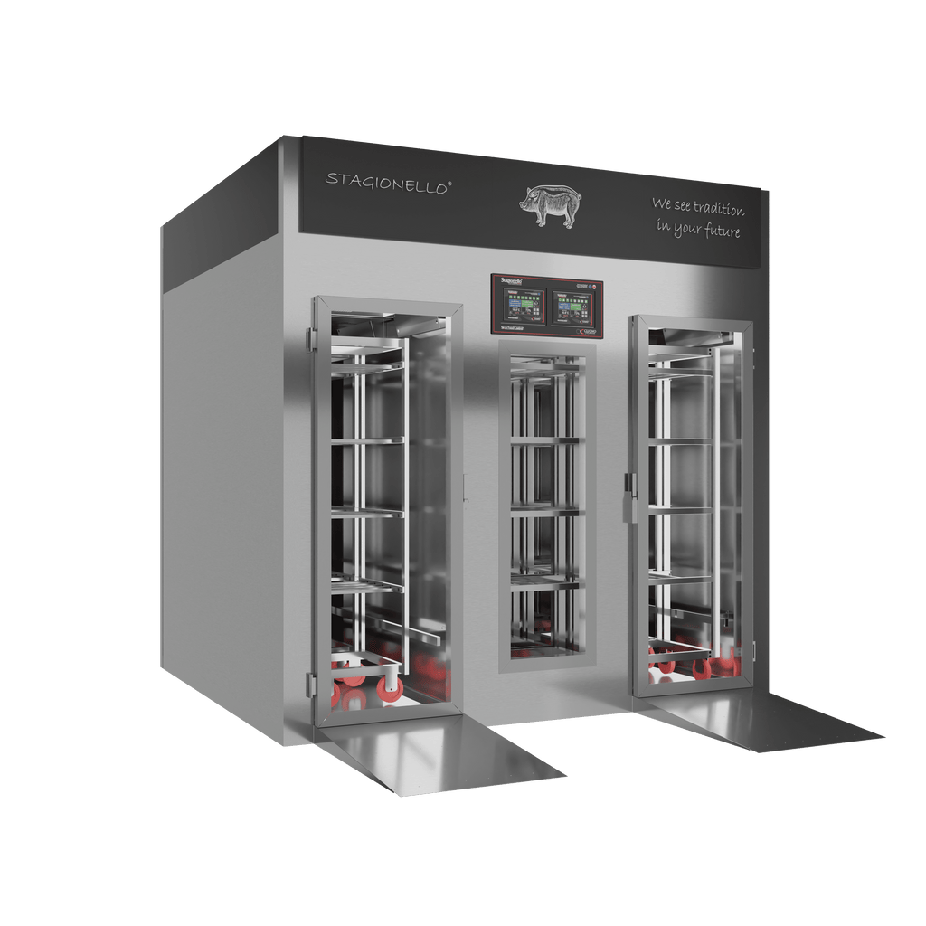Stagionello® Salami Curing Device 300/900 kg Walk-In, solid door, left side view